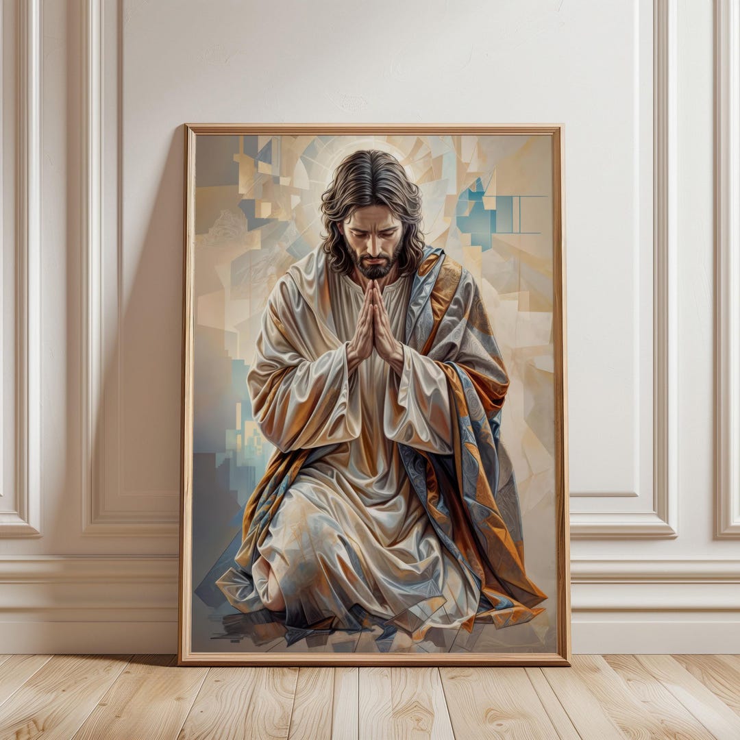 Jesus in Prayer Canvas – Abstract Christian Wall Art - Etsy