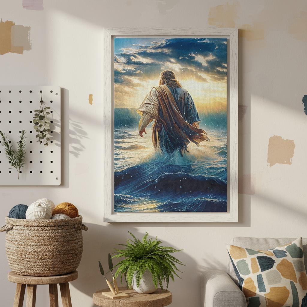 Jesus Walking on Water Canvas Print | Christian Religious Wall Art - Etsy