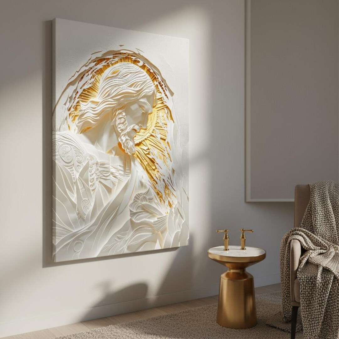 Marble Jesus Christ Canvas Art | Serene Christian Home Decor - Etsy