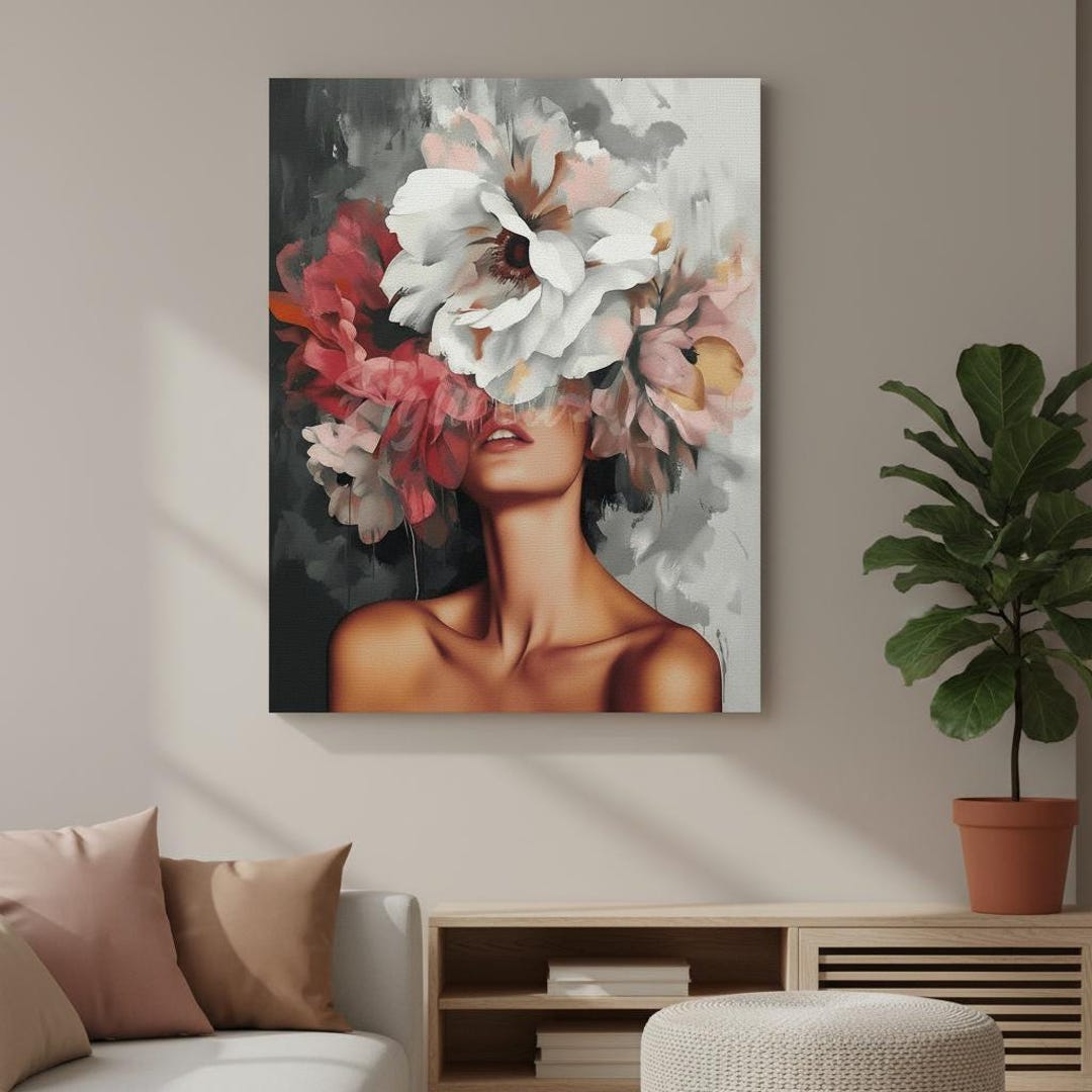 Abstract Floral Woman Portrait | Painterly Style Wall Art - Etsy