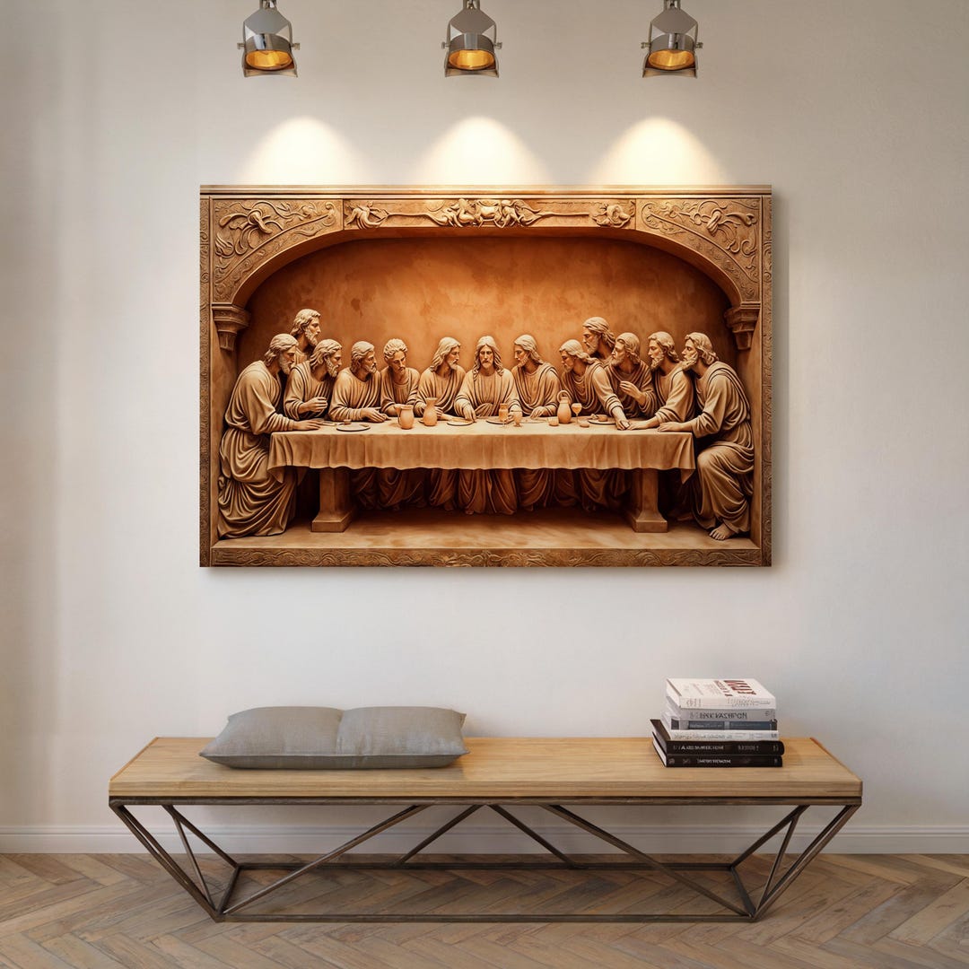 The Last Supper Carved Wood Wall Art | Christian Home Decor - Etsy