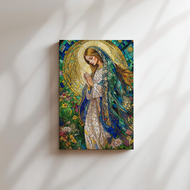 Virgin Mary Stained Glass Canvas Print | Catholic Wall Art - Etsy