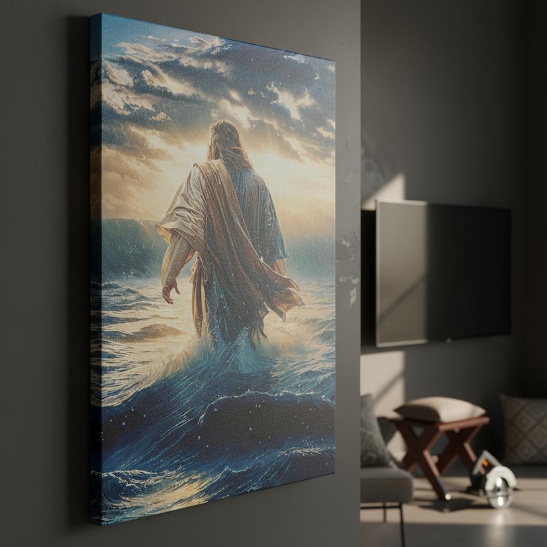 Jesus Walking on Water Canvas Print | Christian Religious Wall Art - Etsy