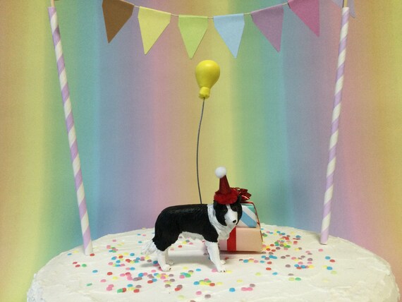 Border Collie Cake Topper Sheepdog Birthday Cake Decoration With Optional Cake Bunting Etsy