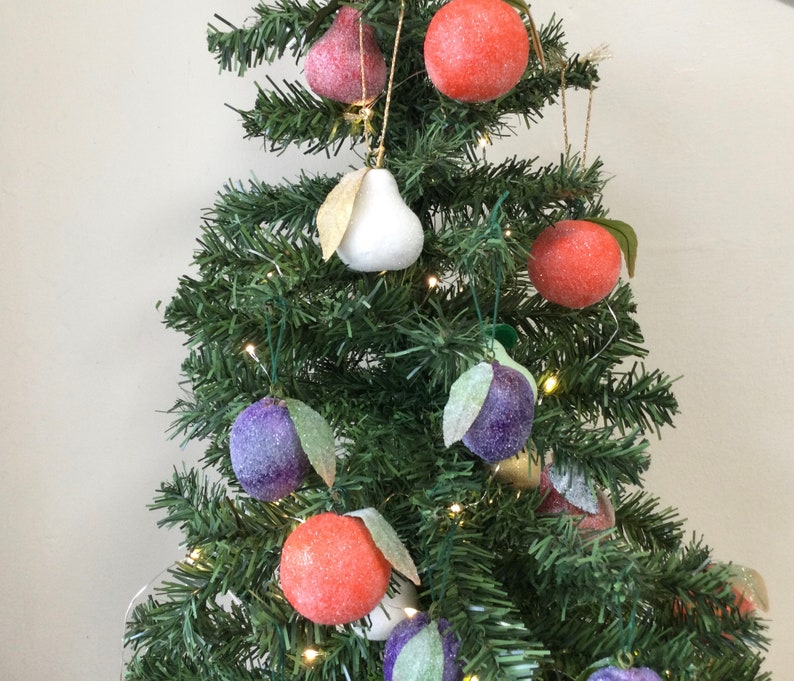 Sugar plum Christmas ornaments spun cotton sugared plum damson. Nutcracker Christmas image 5