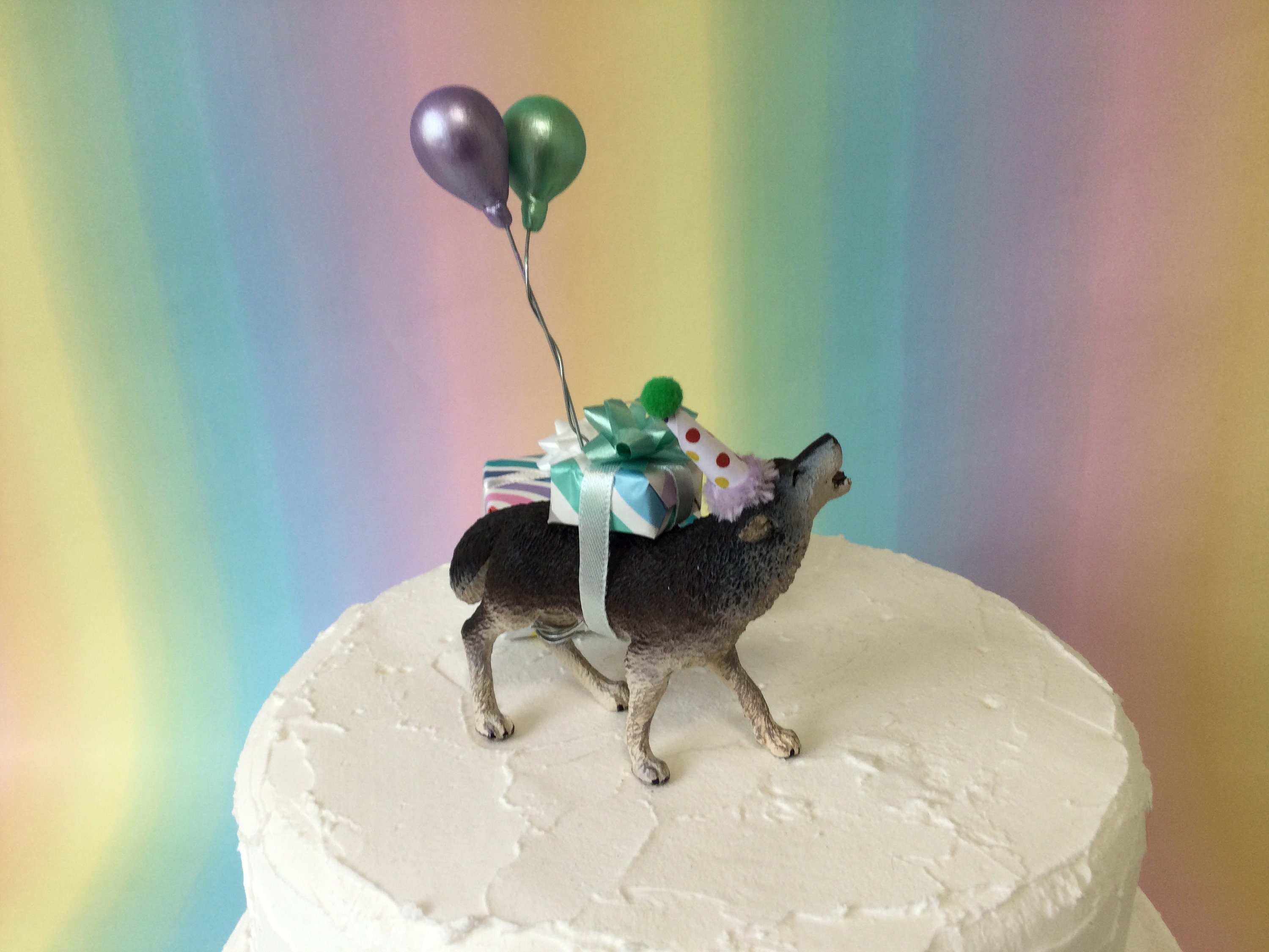 Topper Décoration Gâteau Anniversaire Loup Hurlant Pleine Lune – Paillettes Noires, Parfait Garçons & Filles
