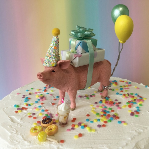 Topper per torta di maiale Decorazione per torta con animali da festa Topper per torta di compleanno Piggy per feste.
