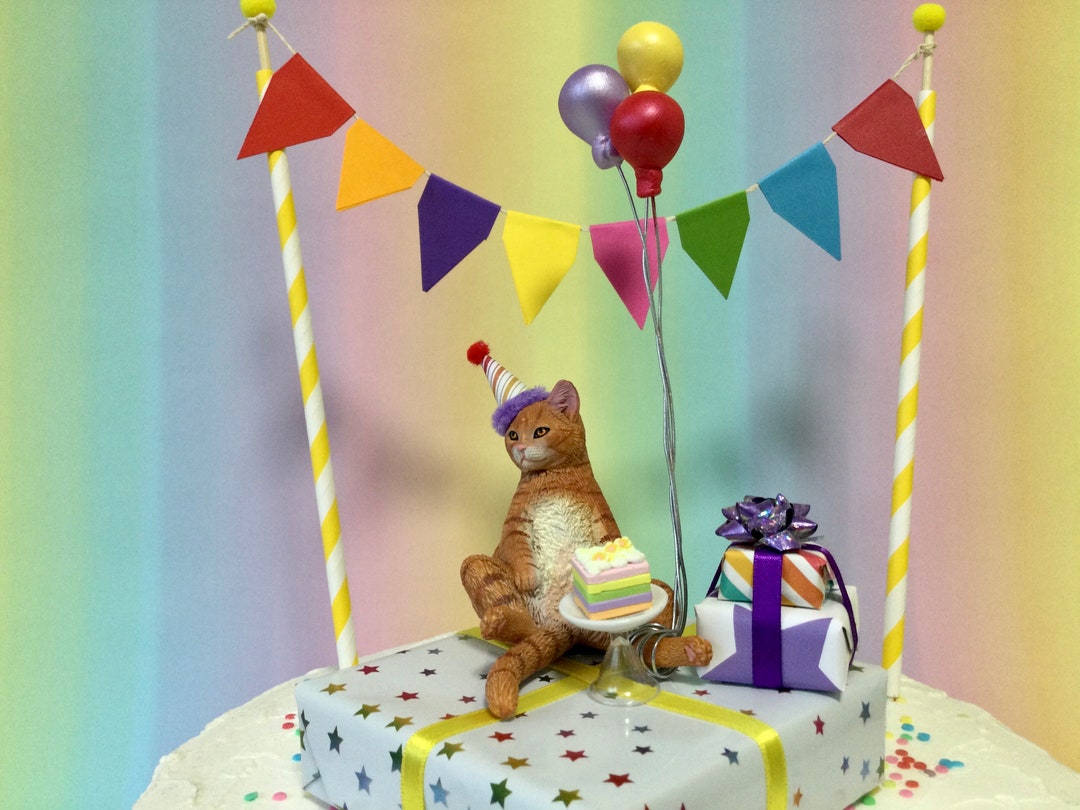 Grumpy Tabby Cat Birthday Cake Topper: Ginger Cat Party Decoration - Etsy