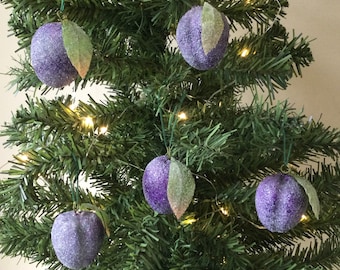 Sugar plum Christmas ornaments spun cotton sugared plum damson. Nutcracker Christmas