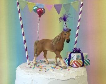 Palomino Pony Cake Topper: Party Animal Birthday Decoration with Optional Bunting