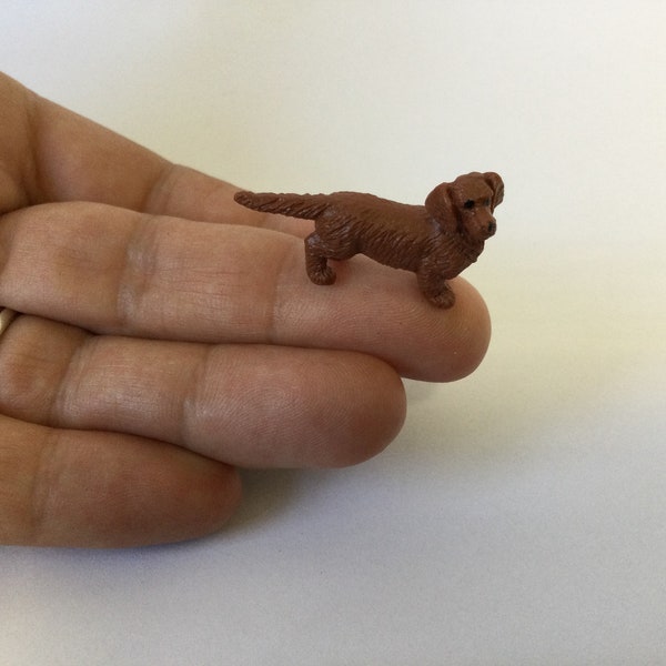 Tiny Dachshund figure. Tiny micro good luck Dachshund for craft supplies or dolls house