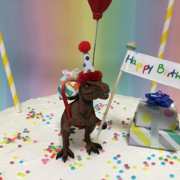 Dinosaur cake topper Party Animal cake decoration junior  T-Rex Birthday cake topper with optional cake bunting