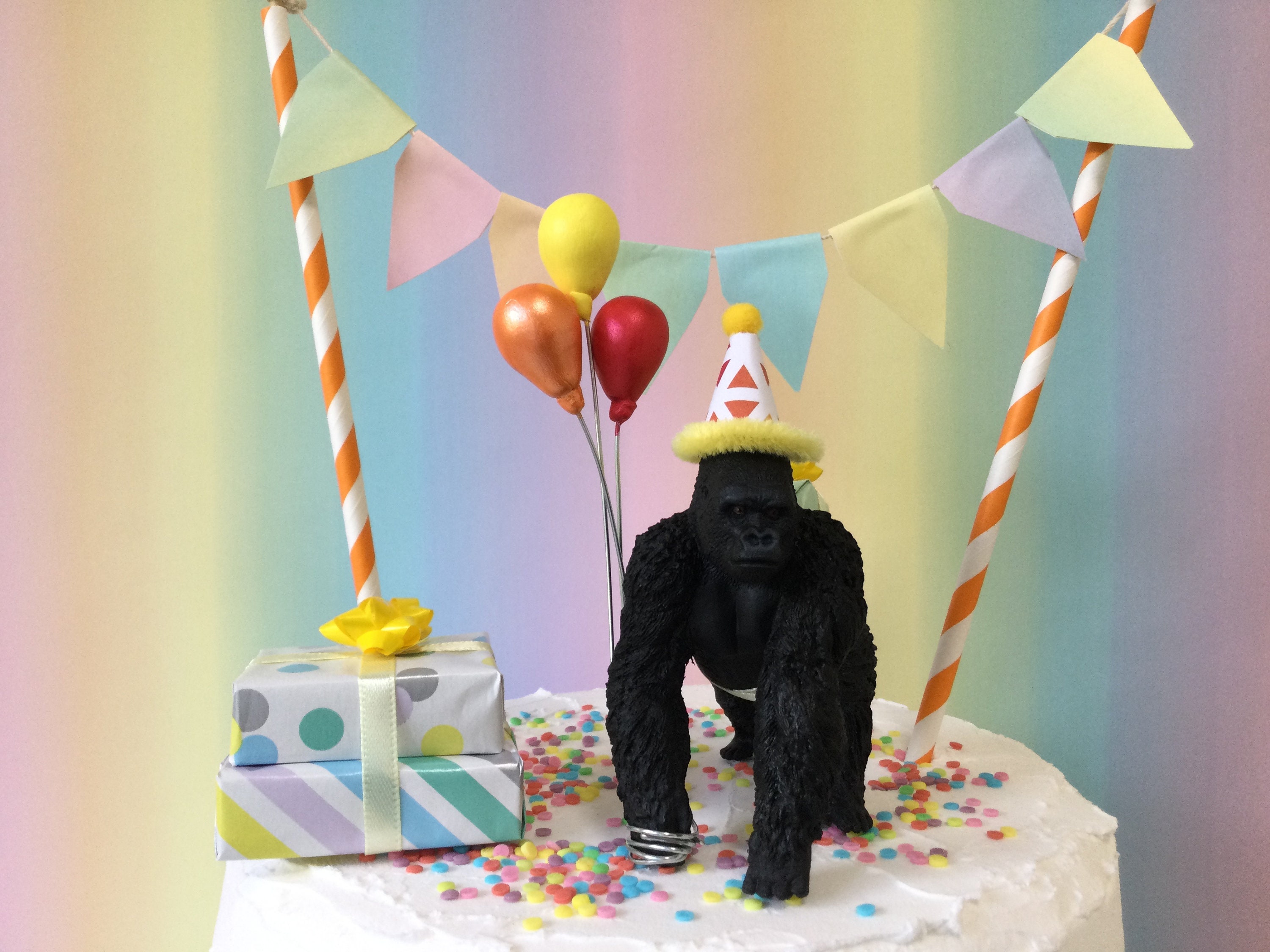 Gorilla Cake Topper Party Animal Cake Topper With Balloons Etsy
