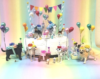 Dog Birthday Cake Topper: Party Animal Decoration with Optional Bunting