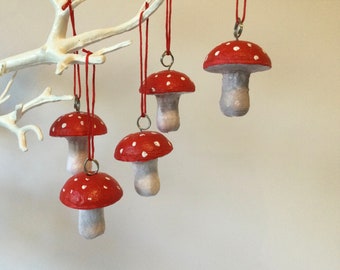 Mushroom decorations five spun cotton decorative toadstool fly agaric fairy mushrooms eco friendly ornaments