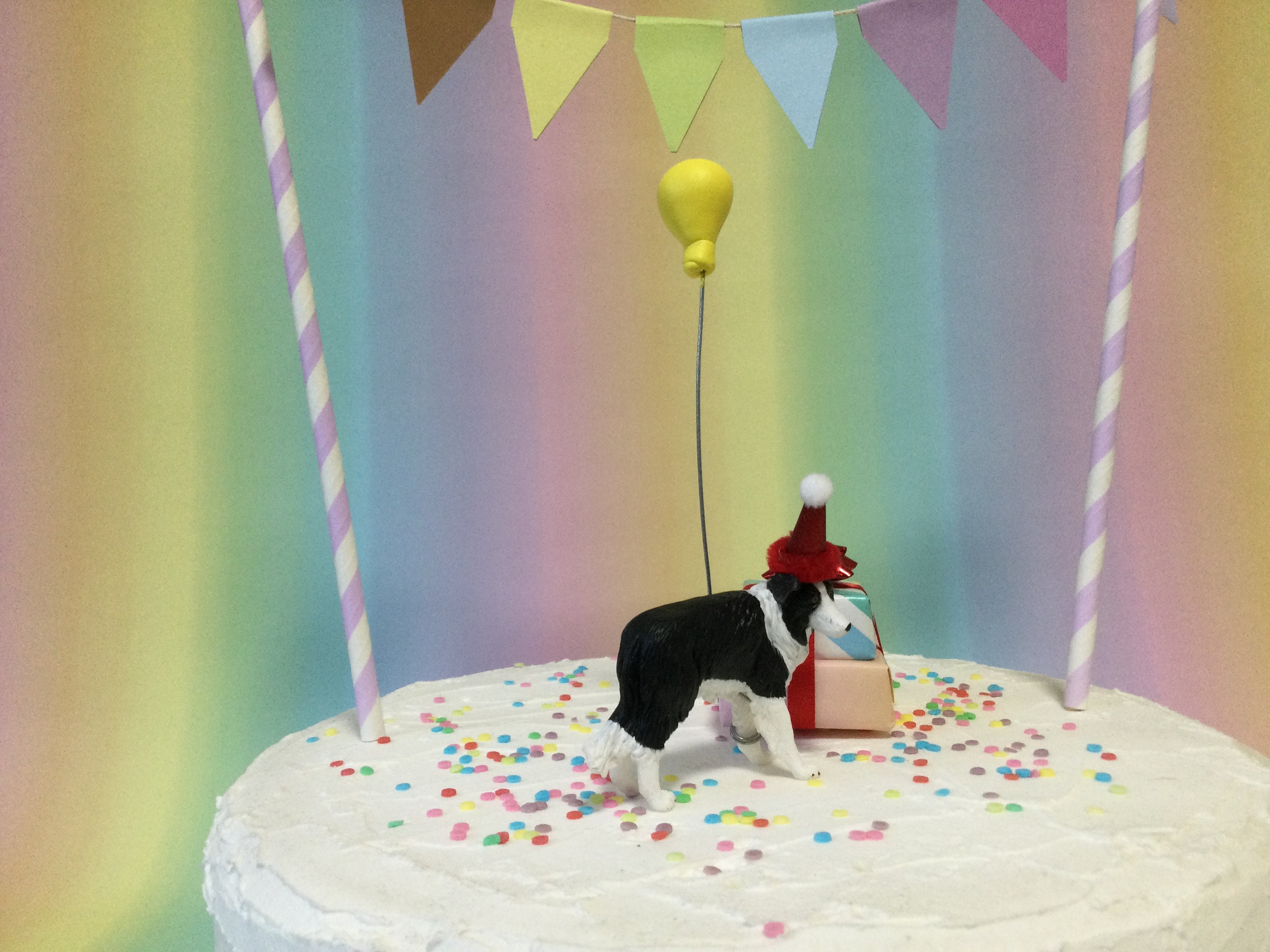 Old English Sheepdog Dog Birthday Edible 2D Fondant Birthday 