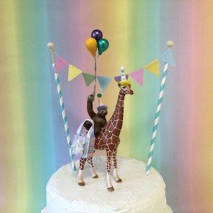 Giraffe and Sloth Cake Topper: Party Animal Birthday Decoration