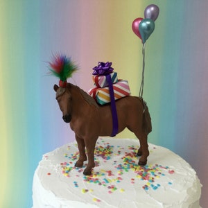 Bay pony cake topper Party Animal cake decoration Birthday cake horse  topper. Brown circus pony