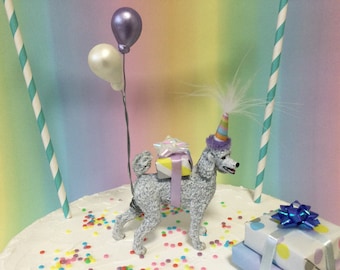 Poodle Birthday Cake Topper: Party Animal Dog Decoration