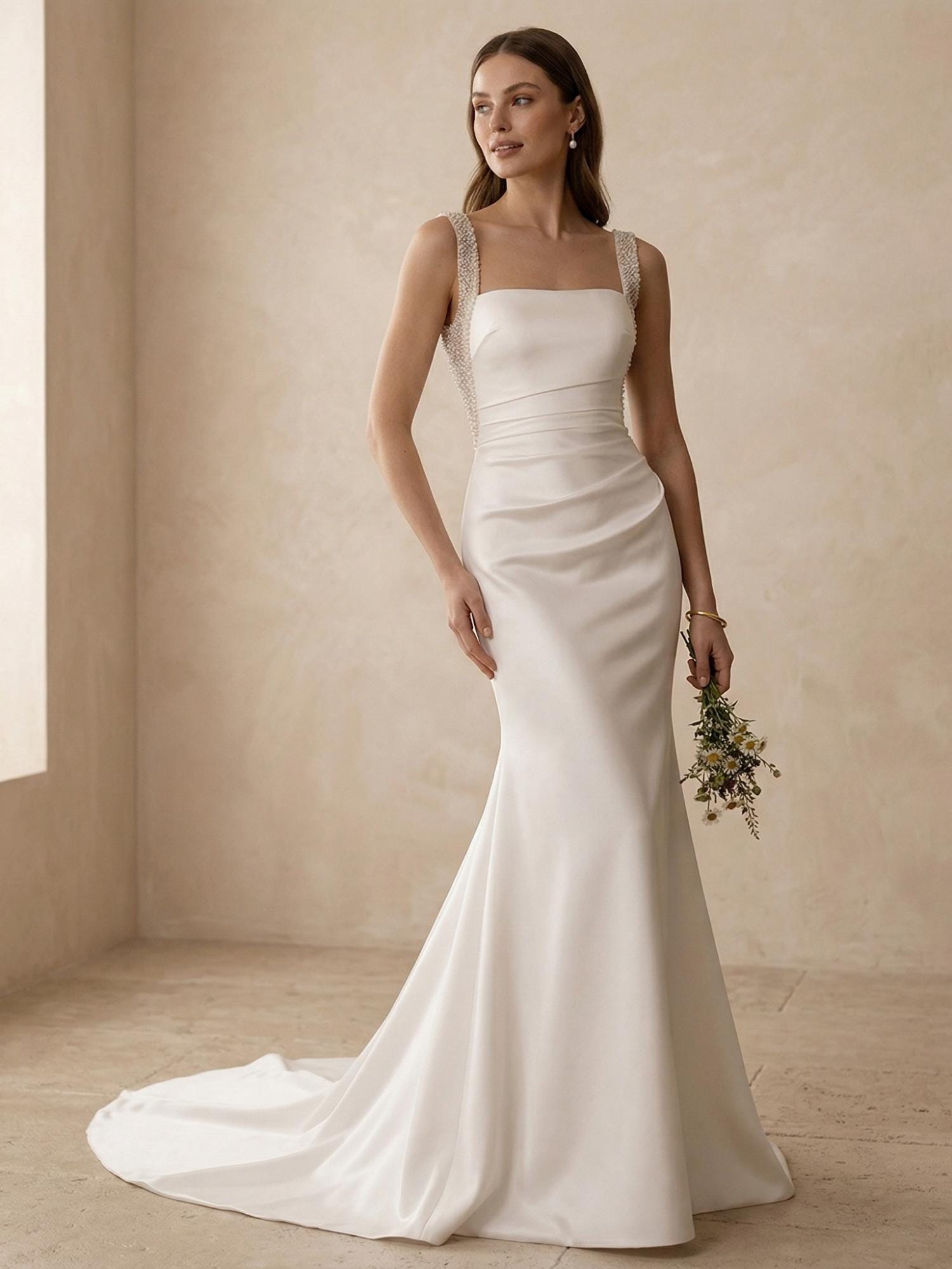 oyster satin wedding dress Oyster Wedding Dress