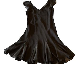 Vintage Black Whimsygoth Dress Women's Size 12 Pleated Curvy Swing 90s