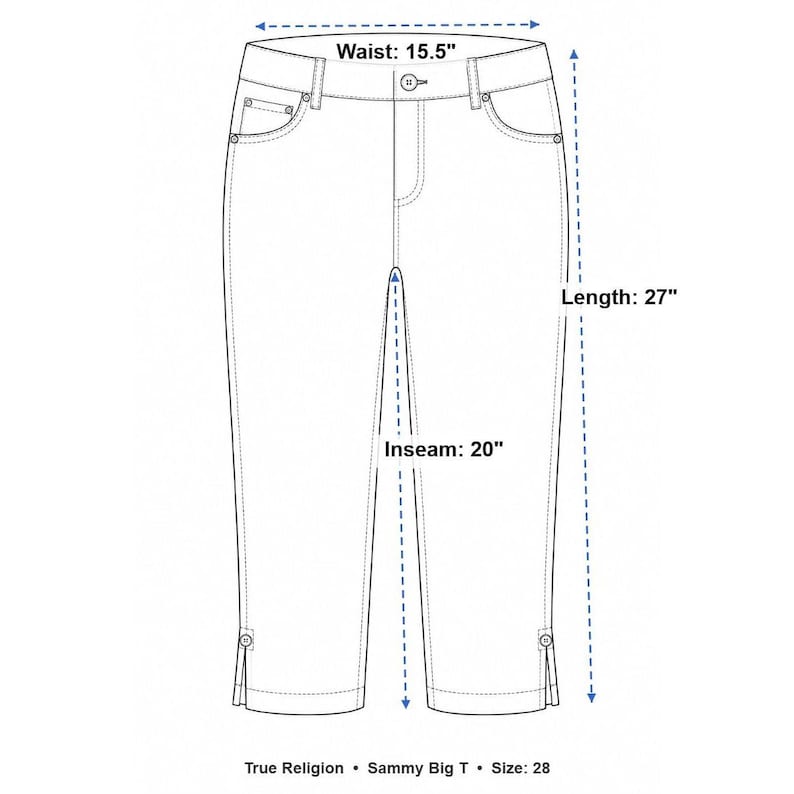 True Religion Sammy Big T Women's 28 Capri Jeans Light Denim Low-Rise Vintage image 11