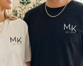 Personalisiertes Paar T-Shirt, Jahrestag Sweatshirt, T-Shirt für Partner, passende Pärchen Shirts, Hochzeitstag, Valentinstagsgeschenk