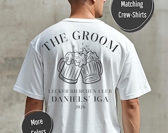 JGA Shirt Männer personalisiert, Bier T-Shirt mit Name, Lecker Bierchen Club Shirt, Junggesellenabschied Gruppenshirt, Team Groom Outfit