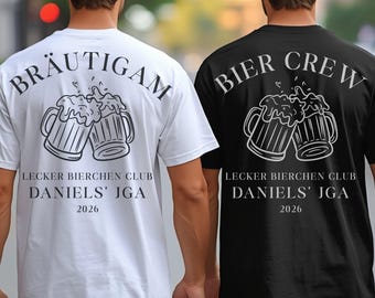 JGA Shirt Männer personalisiert, Bier T-Shirt mit Name, Lecker Bierchen Club Shirt, Junggesellenabschied Gruppenshirt, Team Bräutigam Outfit