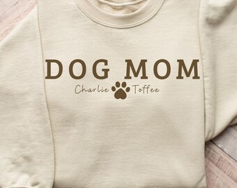 Hundemama Sweatshirt personalisiert, T-Shirt mit Hundename, Hundebesitzerin personalisiertes Geschenk, Haustierliebhaber, Hundemama Pullover, Pfotenabdruck