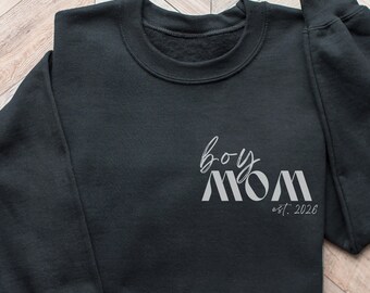 Personalisiertes Jungen Mama Sweatshirt, benutzerdefinierte est Jahr Hoodie, Muttertagsgeschenk