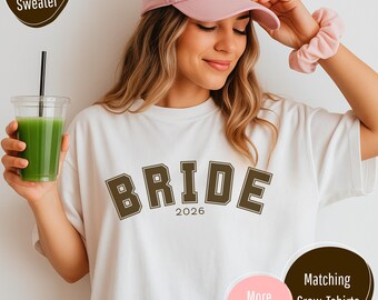 Personalisierte College JGA T-Shirts, Junggesellinnenabschied Sweater, Bride to be Shirt, Gruppen T-Shirt Brautjungfer Trauzeugin
