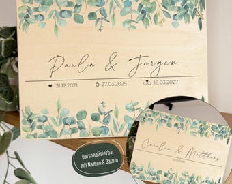 Personalisiertes Hochzeitsgeschenk, Erinnerungskiste Namen und Datum, Geschenk zur Hochzeit, Geldgeschenk Hochzeit, Erinnerungsbox Brautpaar