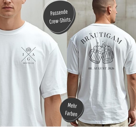 JGA Shirt Männer personalisiert, Bier T-Shirt Datum, Lecker Bierchen Club Shirt, Junggesellenabschied Gruppenshirt, Team Bräutigam Outfit
