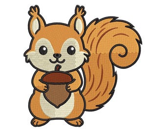 Squirrel Embroidery Design Woodland Acorn Nursery Fall Forest Animal Pattern