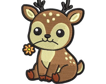 Fawn Embroidery Design Woodland Deer Nursery Forest Animal Pattern