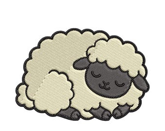 Baby Lamb Embroidery Design Sleeping Sheep Nursery Farm Animal Pattern