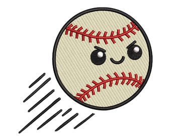 Kawaii Baseball Face Machine Embroidery Design