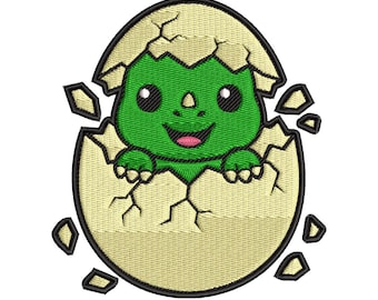 Baby Dino in Egg Embroidery Design Hatching Dinosaur Kids Boys Nursery Pattern