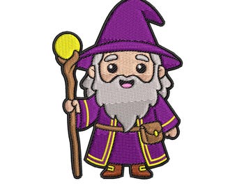Wizard Embroidery Design Fantasy Magic Staff Kids Boys Sorcerer