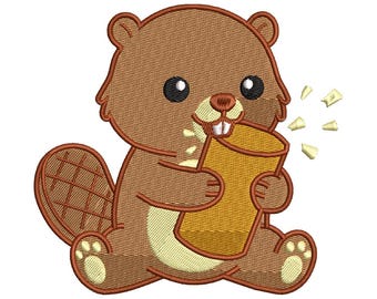 Beaver Embroidery Design Woodland Nursery Forest Animal Kids Log Pattern