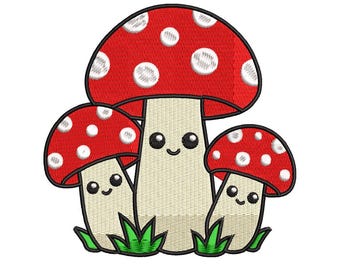 Mushroom Embroidery Design Woodland Toadstool Forest Nursery Pattern