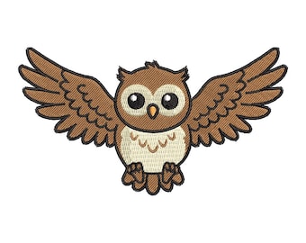 Owl Embroidery Design Woodland Flying Nursery Forest Bird Kids Pattern