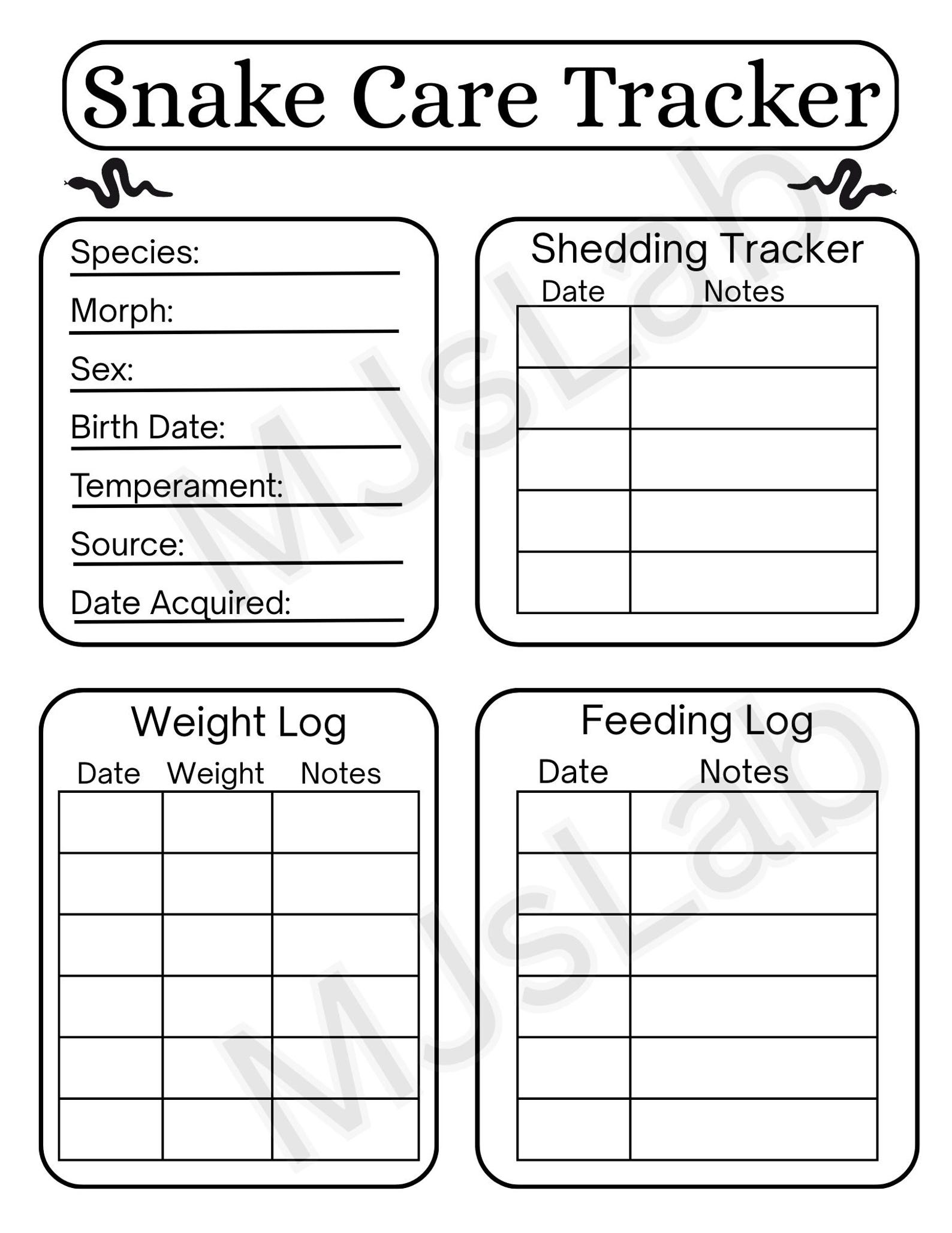 Snake Health Check Guide.pdf Snake Care Tracker PDF | Printable | Reptile Feeding, Shedding ...