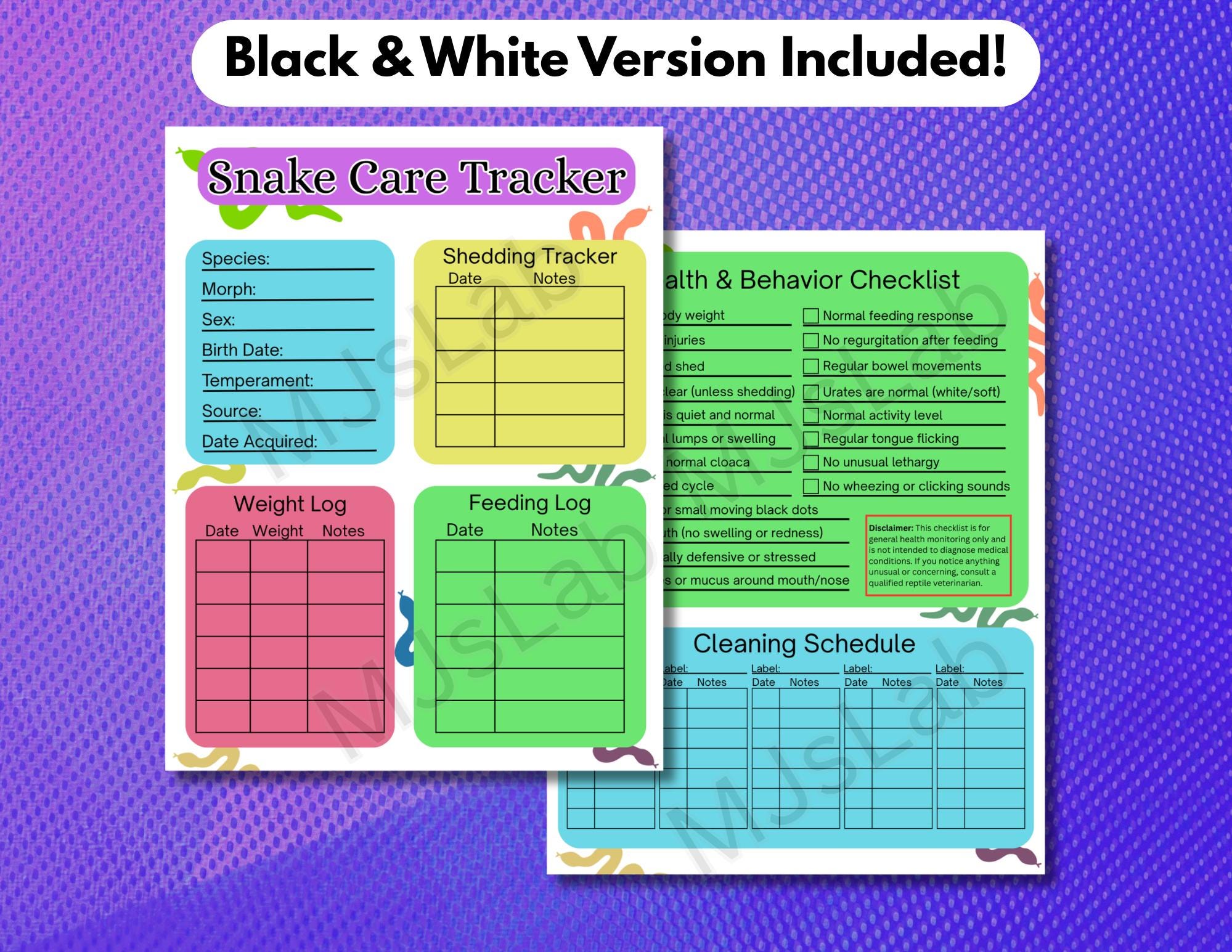 Snake Health Check Guide.pdf Snake Care Tracker PDF | Printable | Reptile Feeding, Shedding ...