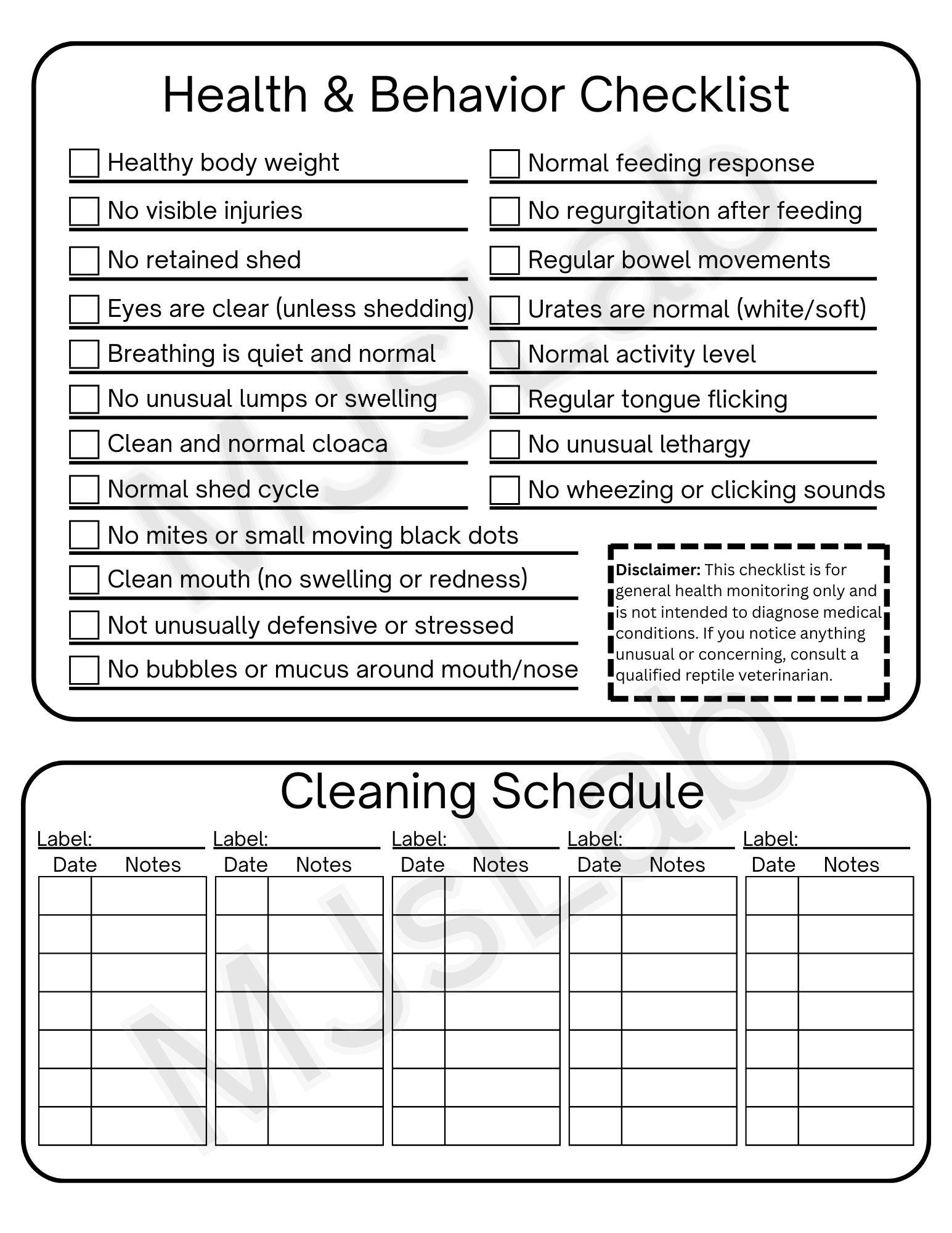 Snake Health Check Guide.pdf Snake Care Tracker PDF | Printable | Reptile Feeding, Shedding ...
