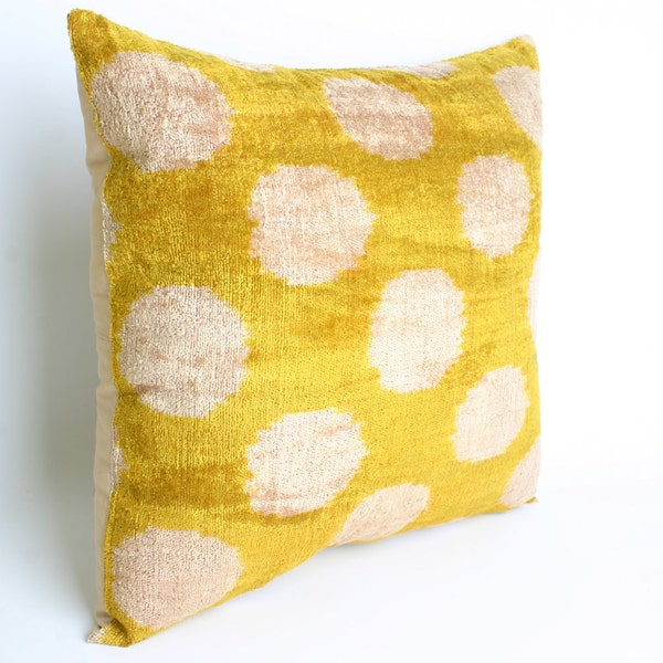 FAST SHIPMENT with FEDEX (1-3 Days) Silk Velvet Ikat Pillow Cover-Handmade Pillow Case-16,8X16 inch