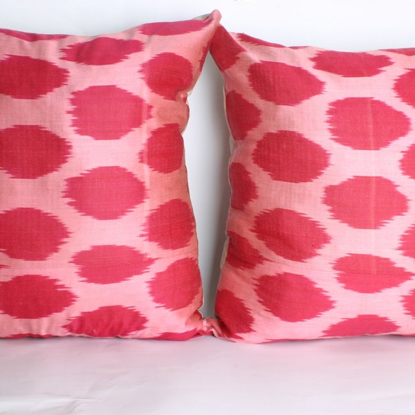 YUNER, Uzbek Ikat TWO Pillow Cases, Handmade  Pillow Case, Decorative  İkat Pillows-20x20 inch