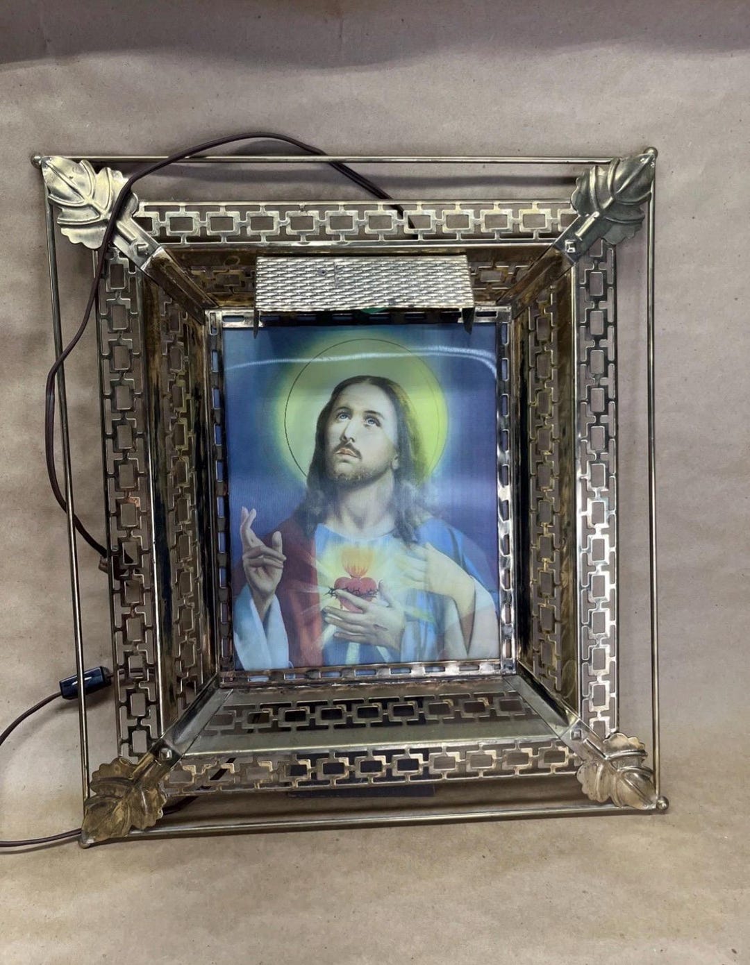 Vintage Mid Century Lighted Sacred Heart of Jesus & Mary Lenticular ...