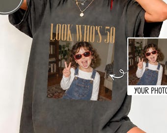 Custom Birthday Shirt, Vintage Photo Shirt, 50th Birthday Gift, Custom Picture Shirt, Vintage Birthday Tee, Retro 50th Birthday Shirt